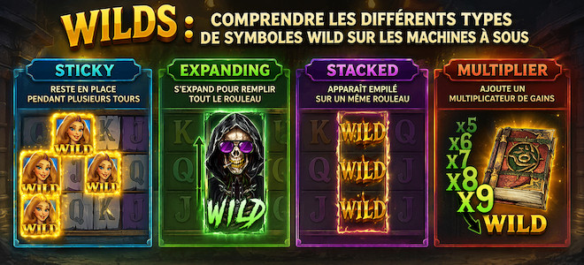 Sticky, Expanding, Stacked, Multiplier : comprendre les différents types de symboles Wild sur les machines à sous