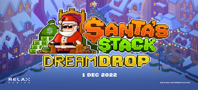 Un Noël rétro et pixelisé sur la machine à sous Santa’s Stack Dream Drop de Relax Gaming 