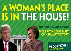 Des semaines avant les élections américaines, Paddy Power paie les paris sur Hillary Clinton Présidente
